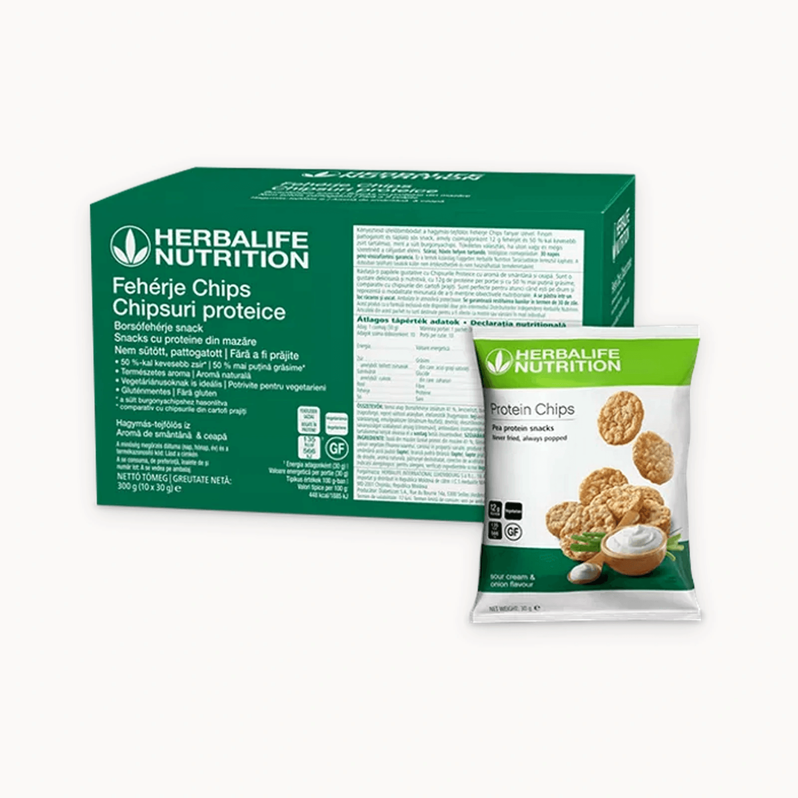 Fehérje Chips - Hagymás-tejfölös - 10 x 30 g - Fehérje Chips - Hagymás-tejfölös - 10 x 30 g